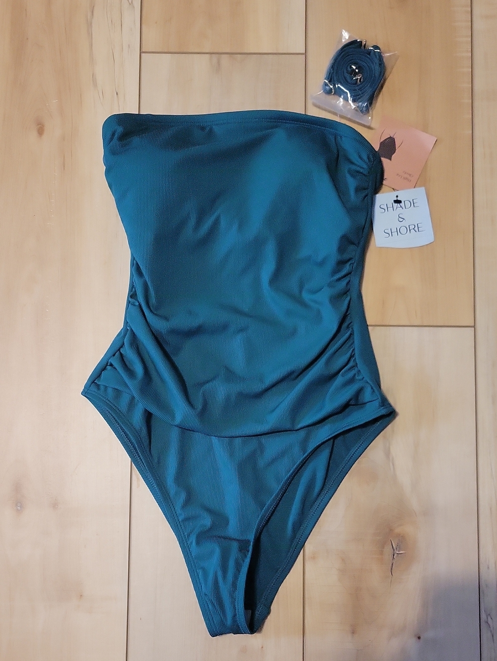 Shade & Shore Green Strapless One-Piece Swimsuit